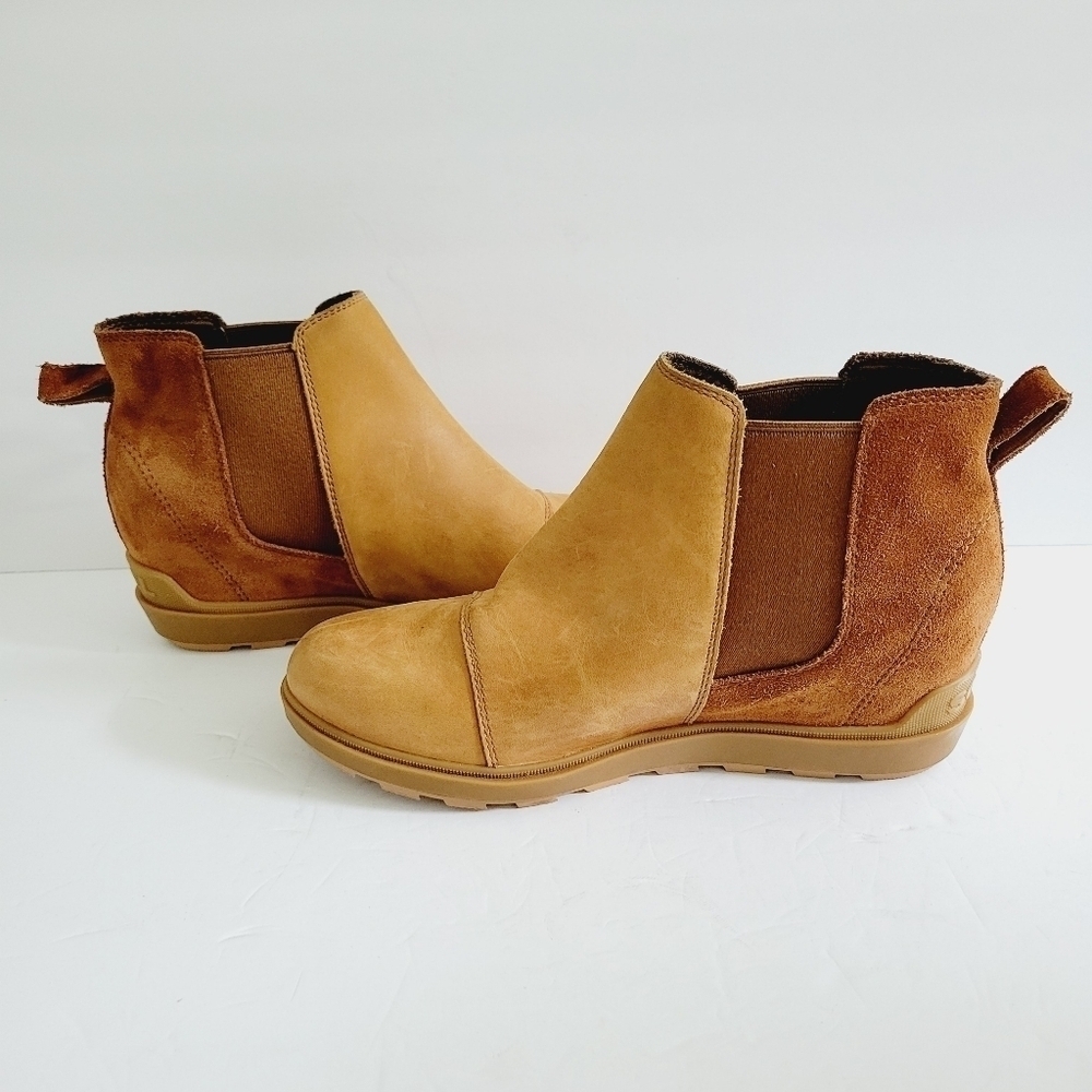 NEW Sorel Evie Brown Suede Hidden Wedge Waterproof Boots Size 10